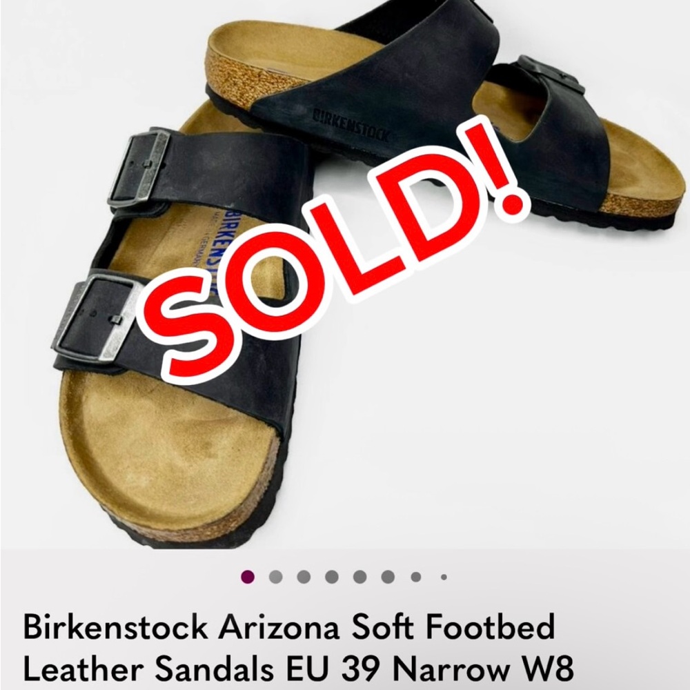 Birkenstock Arizona Soft Footbed Leather Sandals EU 39 Narrow W8 Charcoal EUC